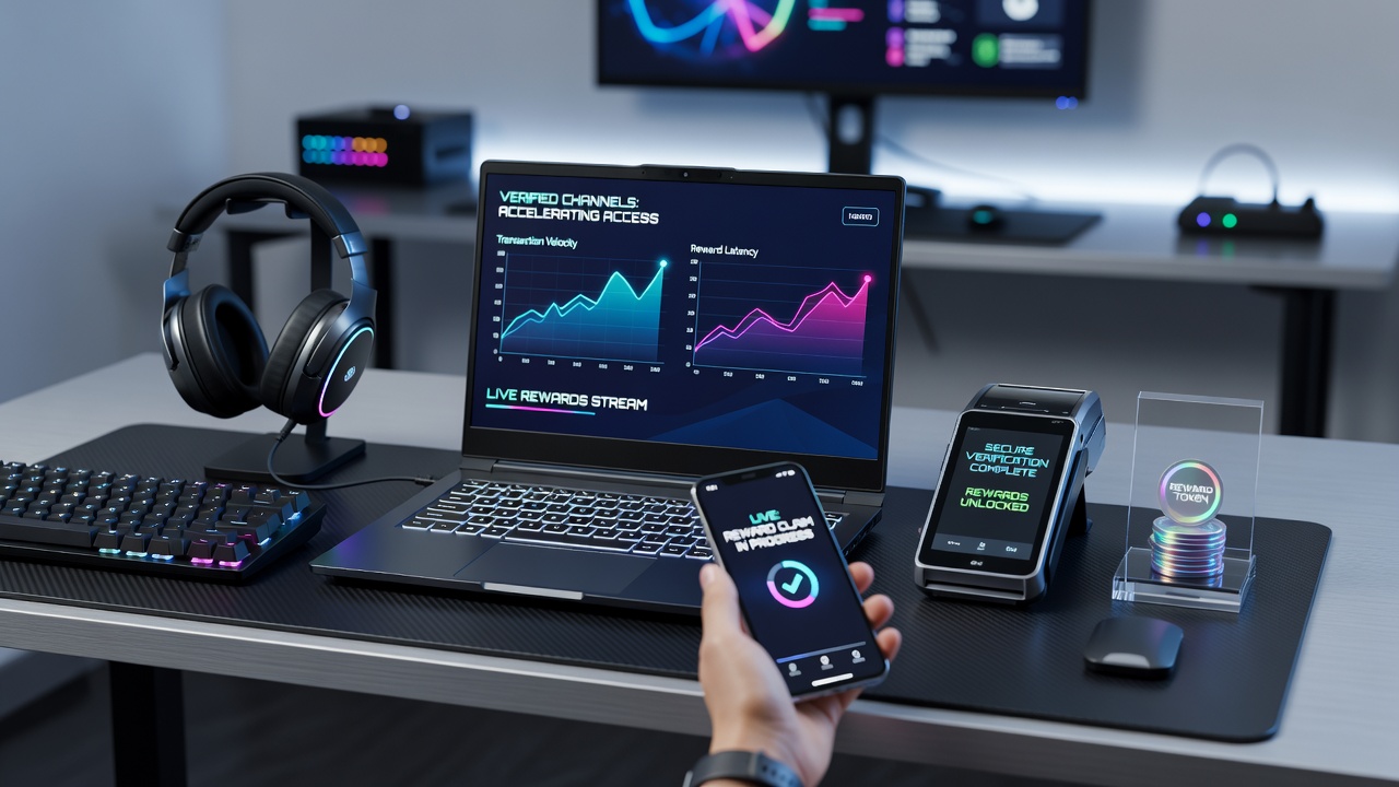 Mobiele speler die live gaming setup gebruikt met snelle beloningsmelding op het scherm